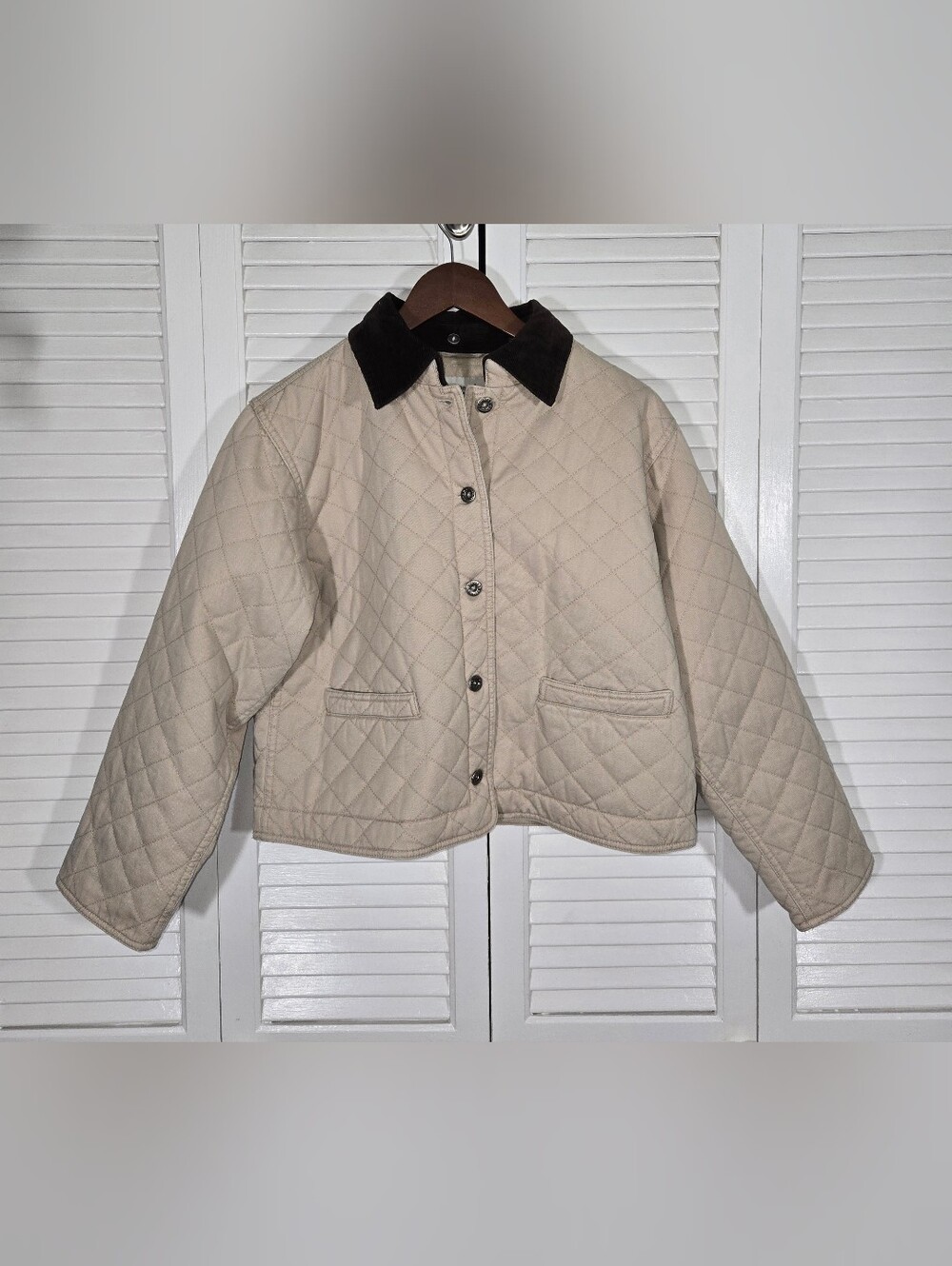 Appleseeds NWT Tan Brown Cropped Diamond Quilted Lightweight Barn Jacket S